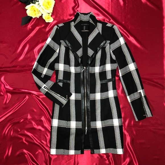 ⭐️NEW⭐️White House Black Market (WHBM) Black & White Plaid Wool Coat - Picture 3 of 9